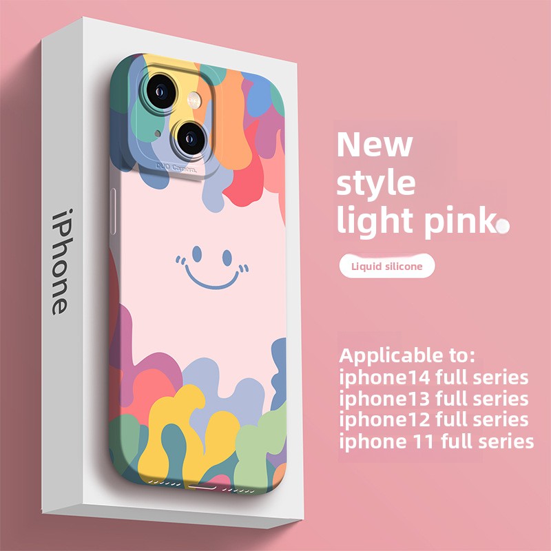 Soft Silicone Phone Case with Full Screen Smiley Design for iPhone