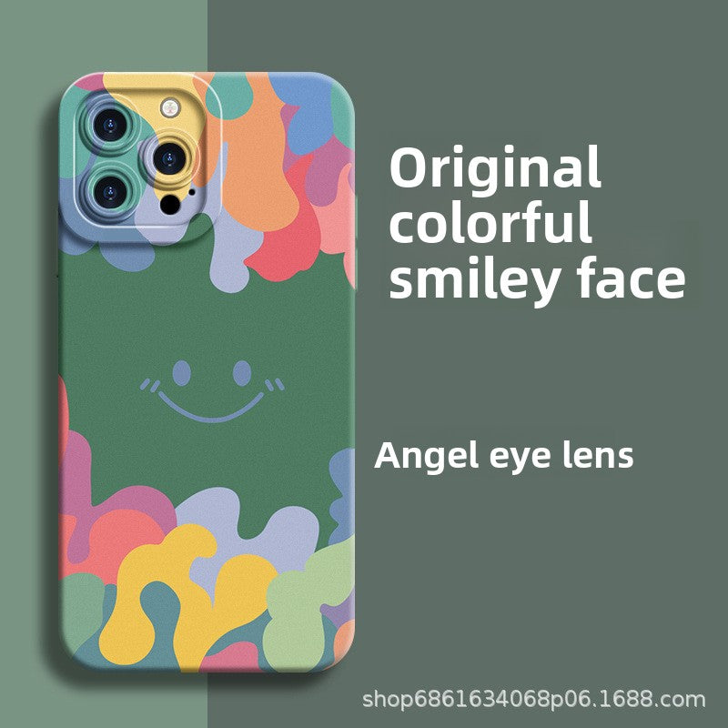 Soft Silicone Phone Case with Full Screen Smiley Design for iPhone