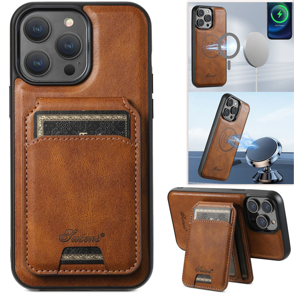 Mobile phone case with magnetic card slot and card holder in one unit