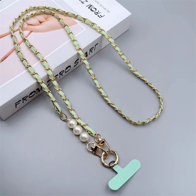 Fashion Pearl Leather Phone Lanyard