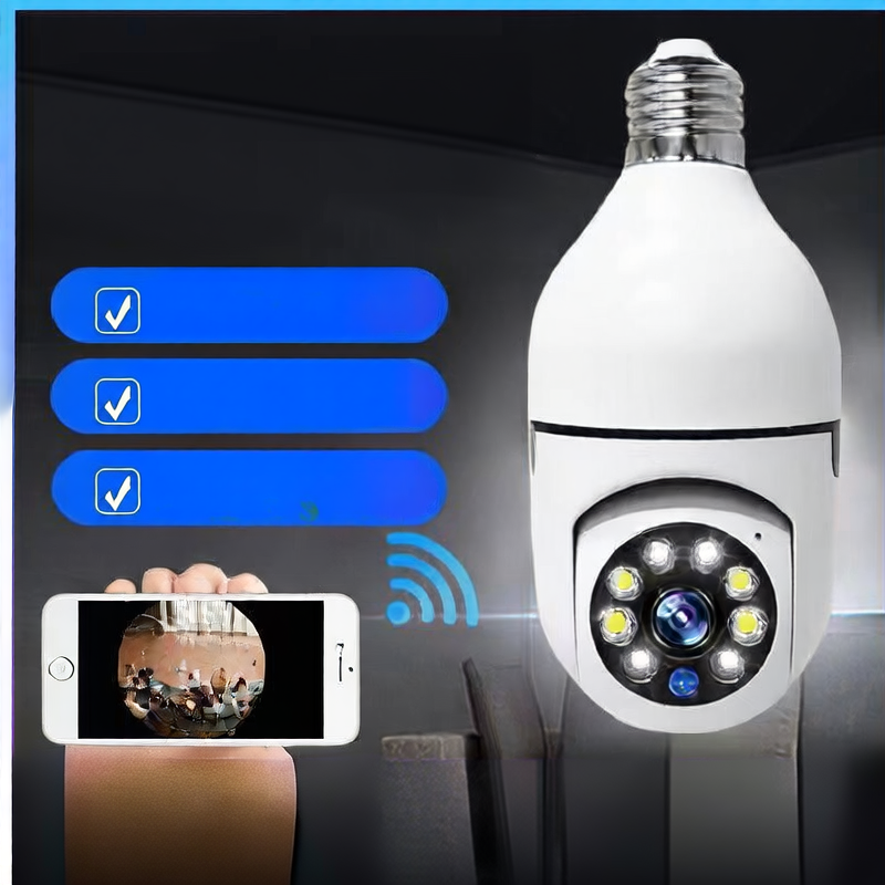 Wireless Bulb Security Camera 360� Panoramic