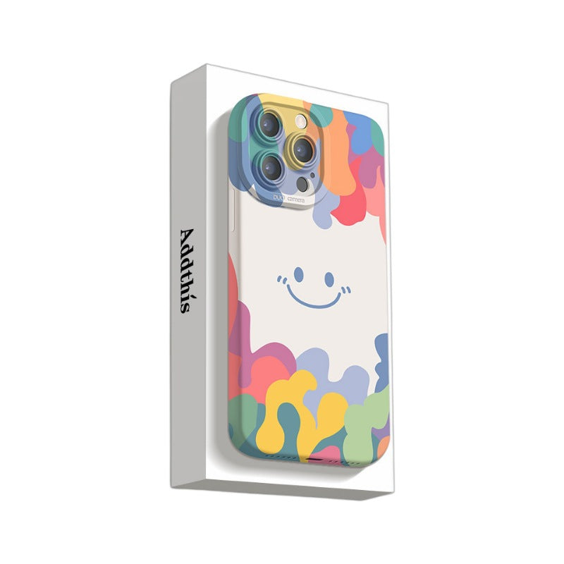 Soft Silicone Phone Case with Full Screen Smiley Design for iPhone