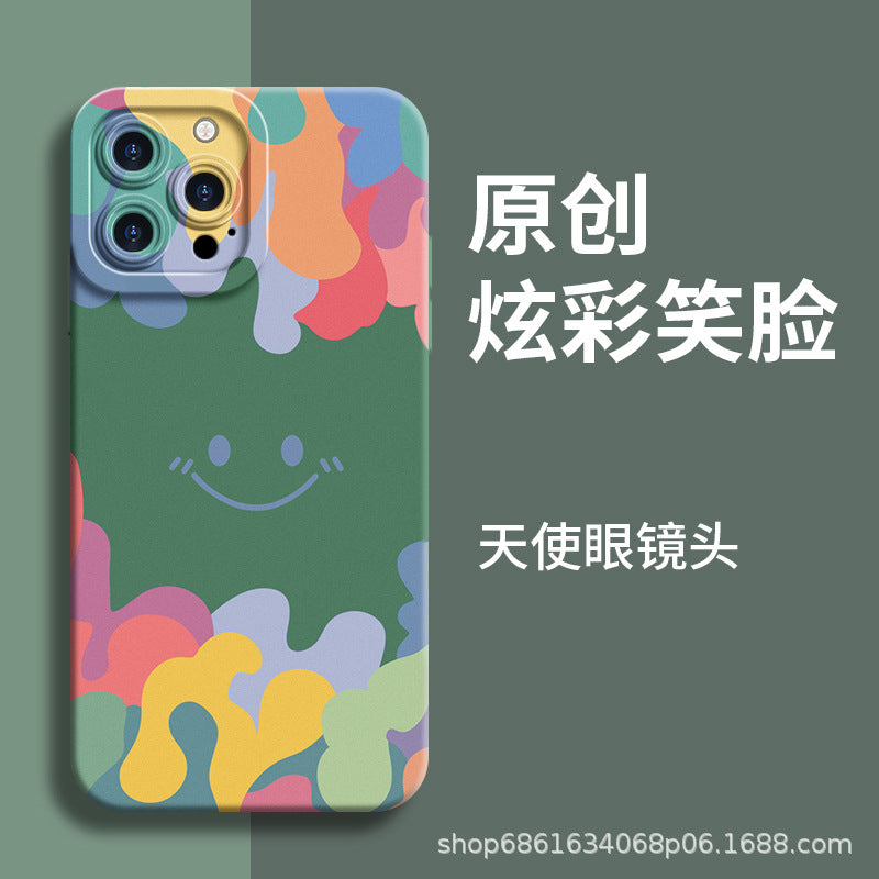 Soft Silicone Phone Case with Full Screen Smiley Design for iPhone