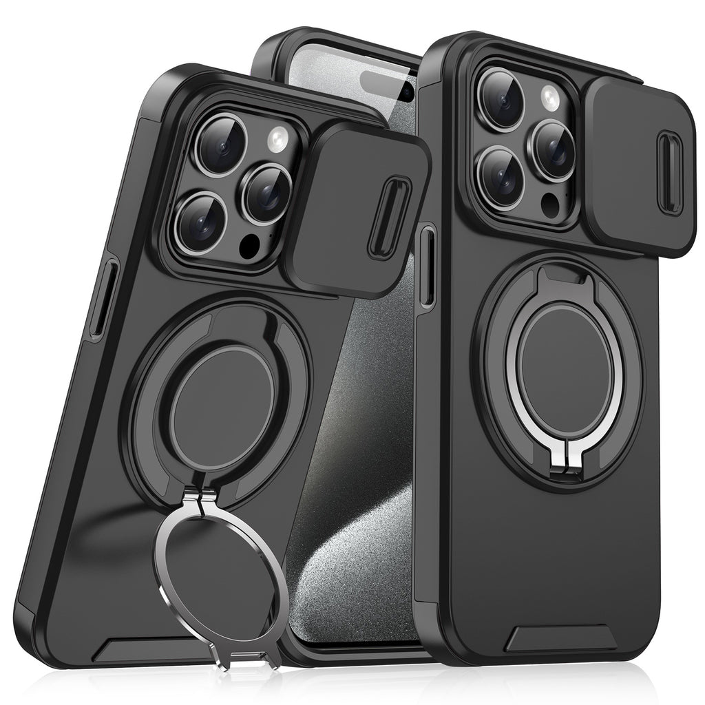 Magnetic Sliding Window Phone Case for iPhone 11 to 17 Pro Max