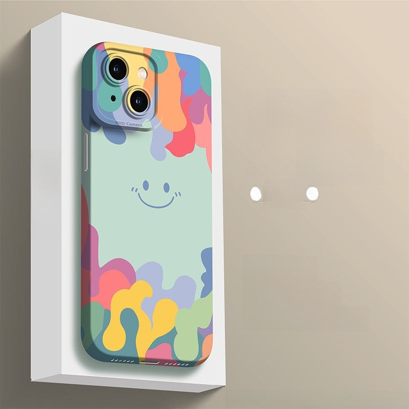 Soft Silicone Phone Case with Full Screen Smiley Design for iPhone
