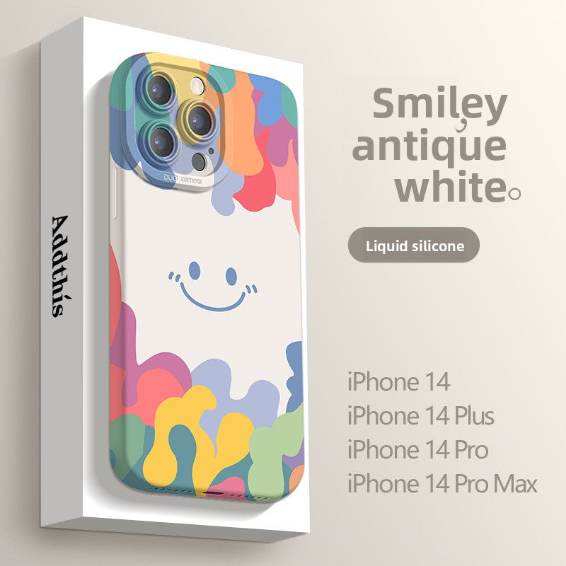 Soft Silicone Phone Case with Full Screen Smiley Design for iPhone