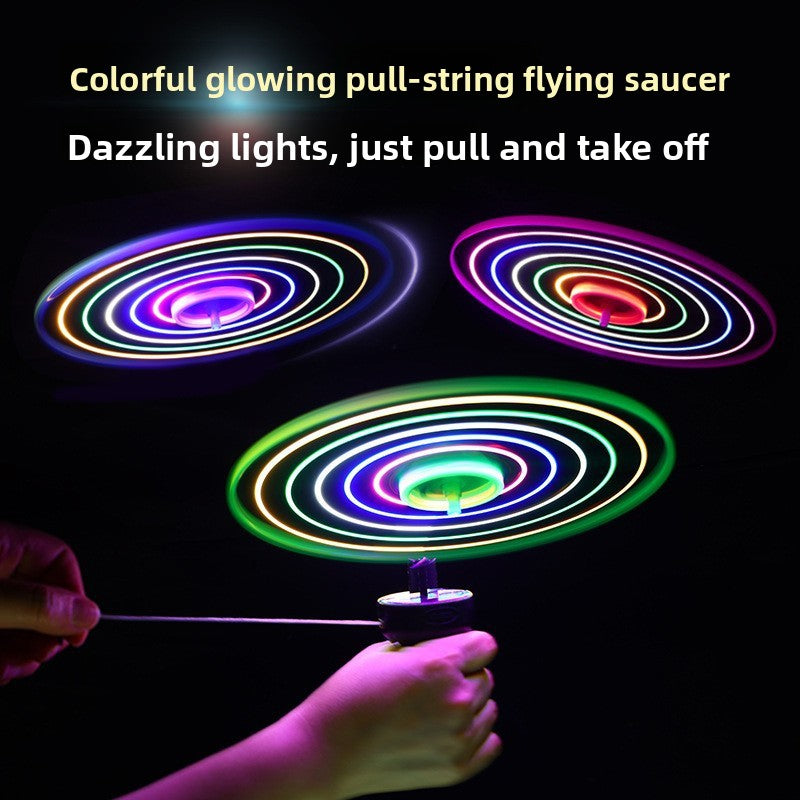 LED Light Up Pull String Flying Disc Toy