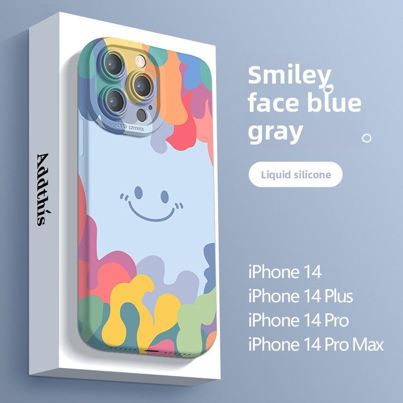 Soft Silicone Phone Case with Full Screen Smiley Design for iPhone