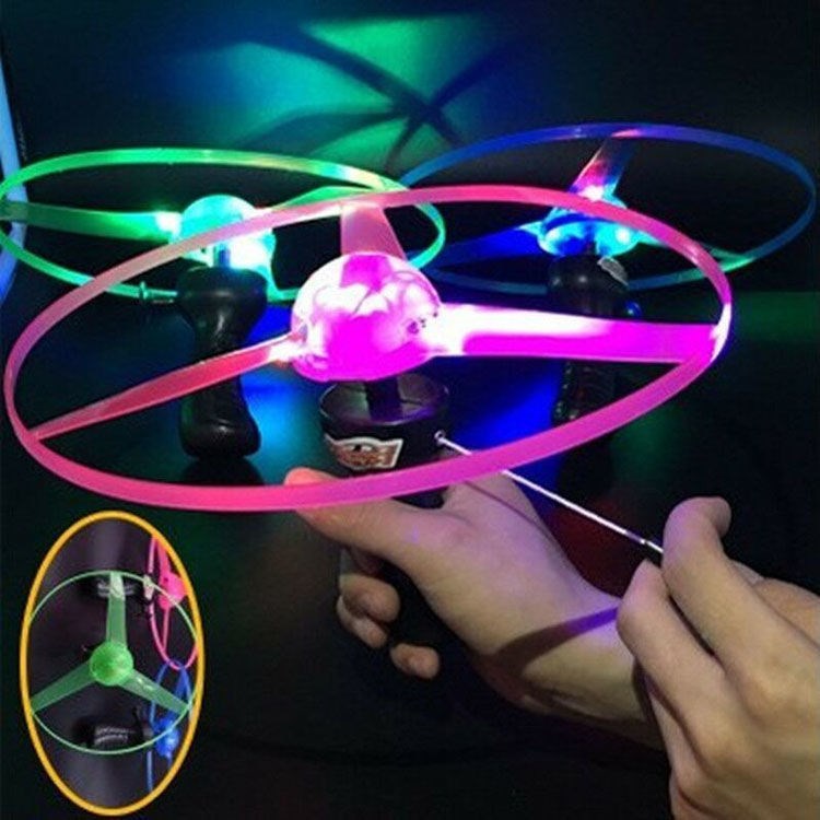 LED Light Up Pull String Flying Disc Toy