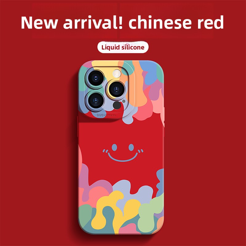 Soft Silicone Phone Case with Full Screen Smiley Design for iPhone