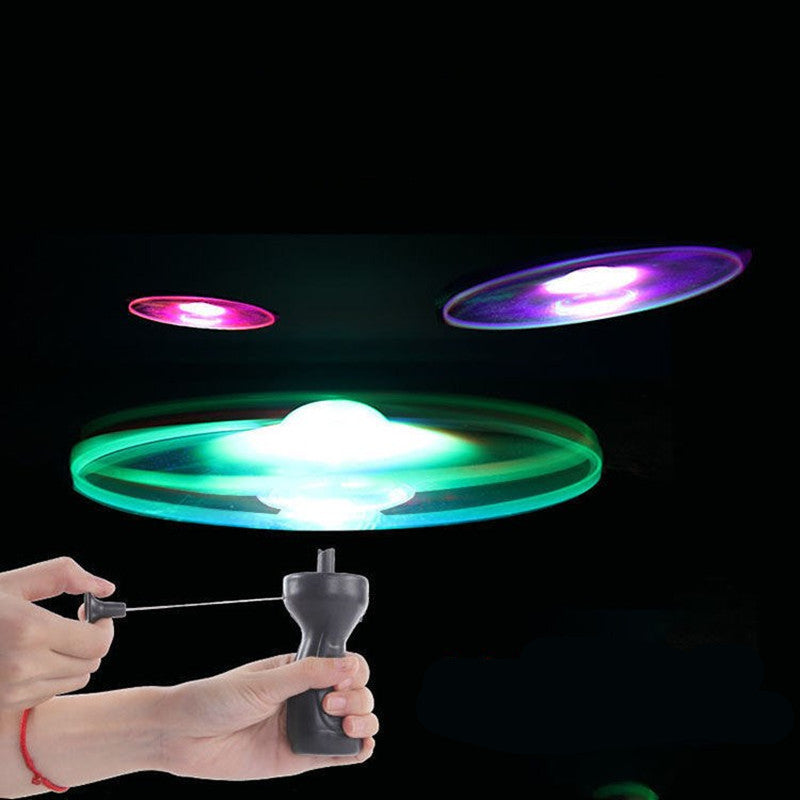 LED Light Up Pull String Flying Disc Toy