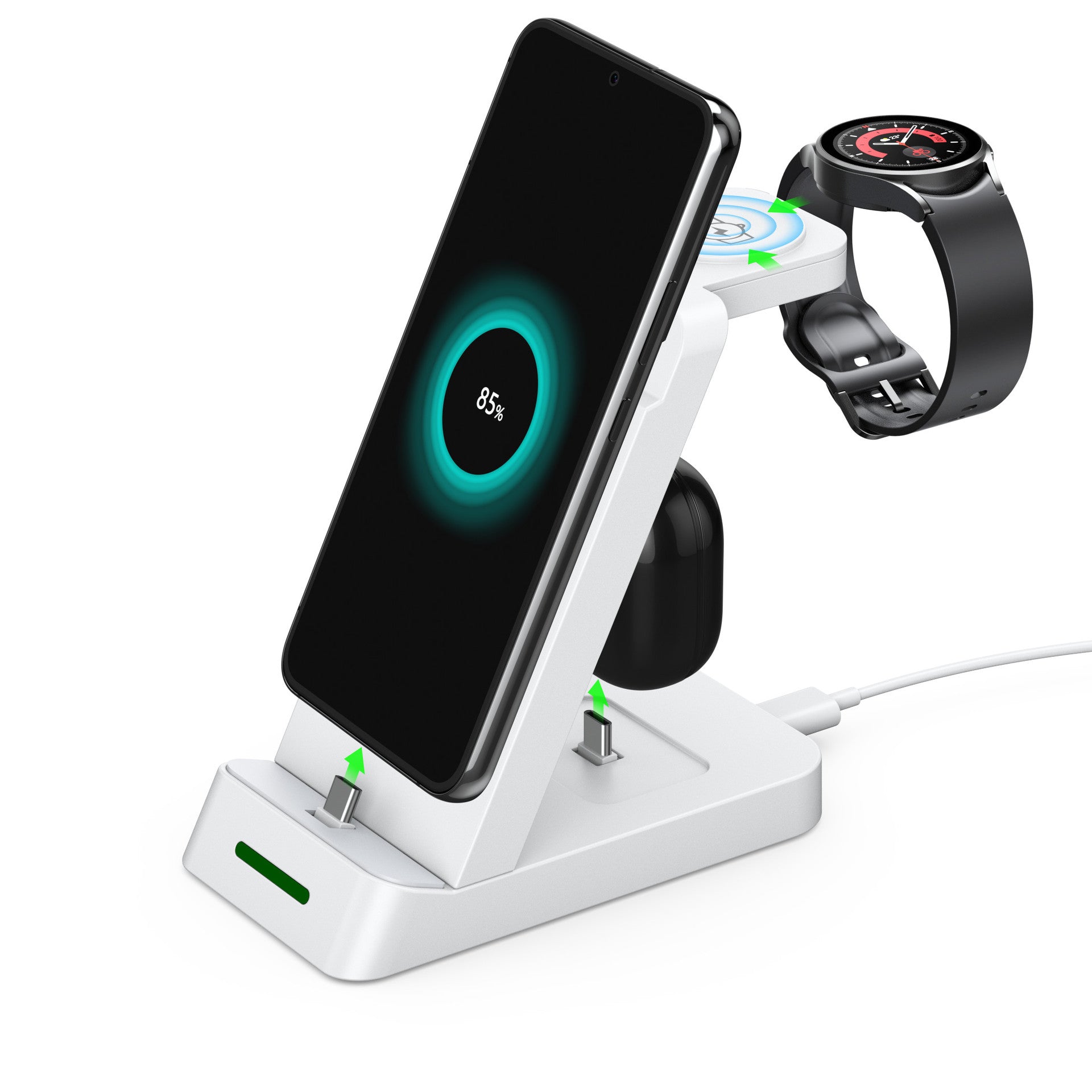 Three-in-One Fast Wireless Charger for iPhone and Samsung